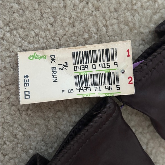 Grandoe Brown Leather Gloves NWT Sz 7.5 - Picture 8 of 8